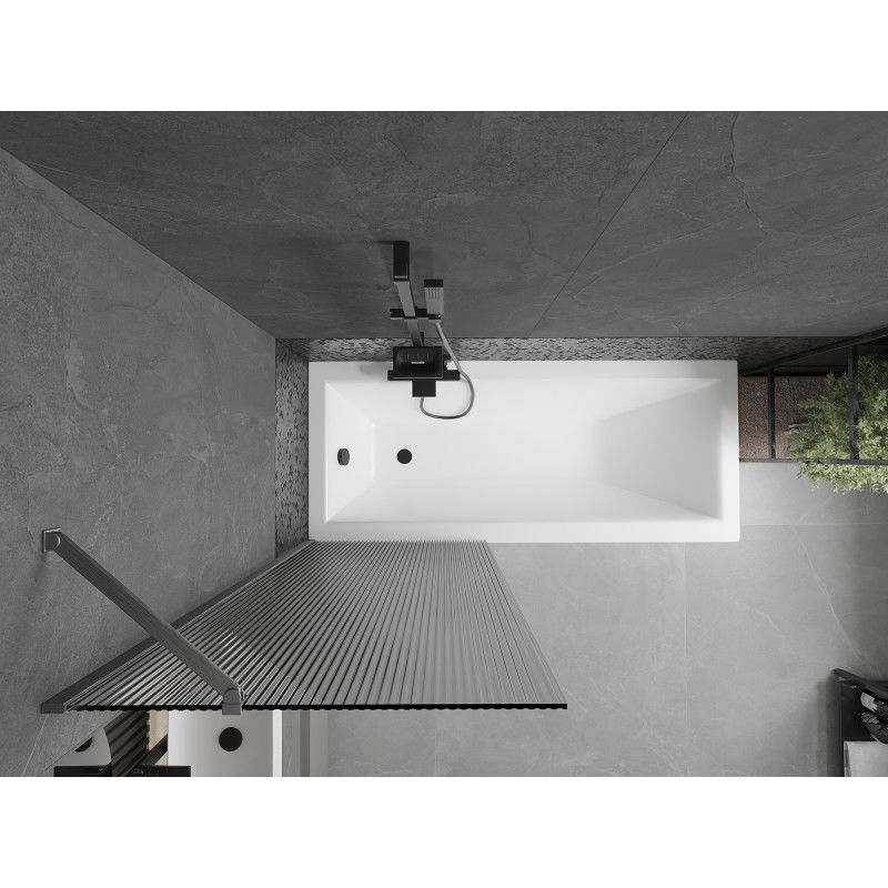 Mexen Next vonios užuolaidėlė 1-durų 70 x 150 cm, dryžuotas, šlifuotas ginklo pilka - 895-070-000-00-09-66