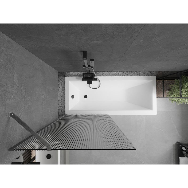 Mexen Next vonios ekranas 1 sparno 80 x 150 cm, dryžiai, ginklų pilka šlifuota - 895-080-000-00-09-66