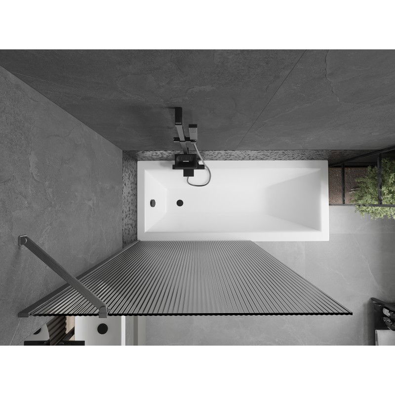 Mexen Next vonios širmos 1-durės 100 x 150 cm, juostos, ginklinės pilkos matinės - 895-100-000-00-09-66