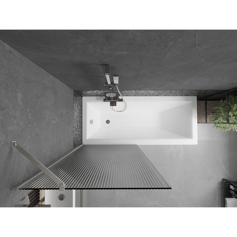 Mexen Next vieno sparno vonios ekranas 80 x 150 cm, briaunotas, šlifuotas nikelis - 895-080-000-00-09-97