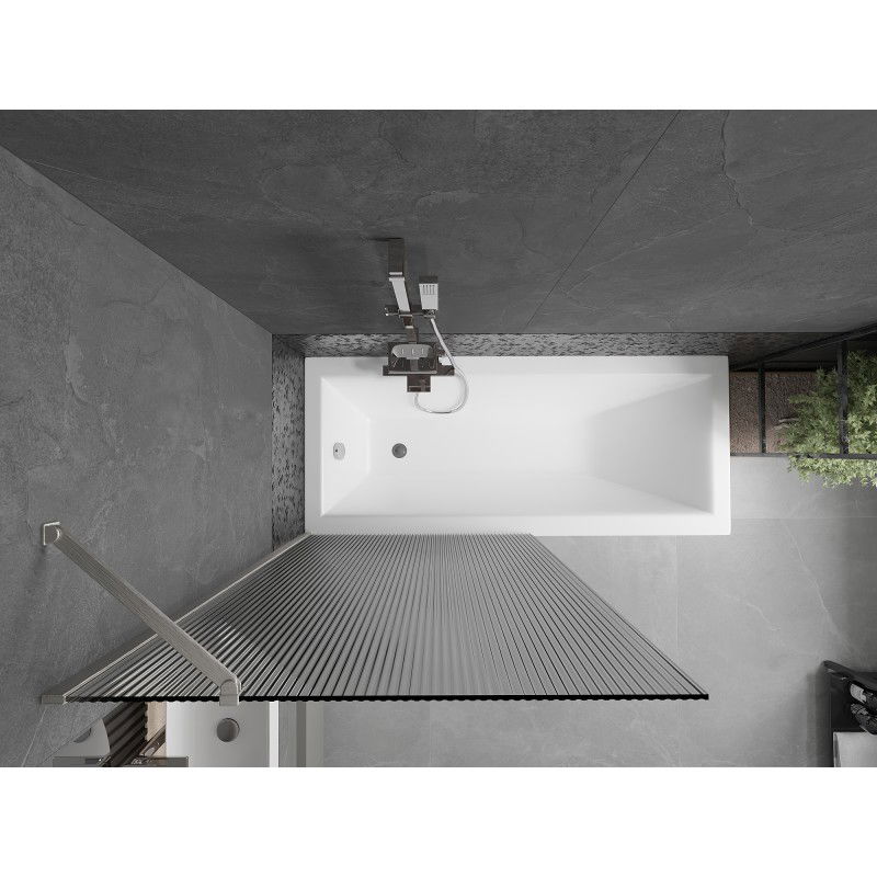 Mexen Next vonios kambario sienelė 1 dalių 90 x 150 cm, dryžuota, šlifuotas nikelis - 895-090-000-00-09-97