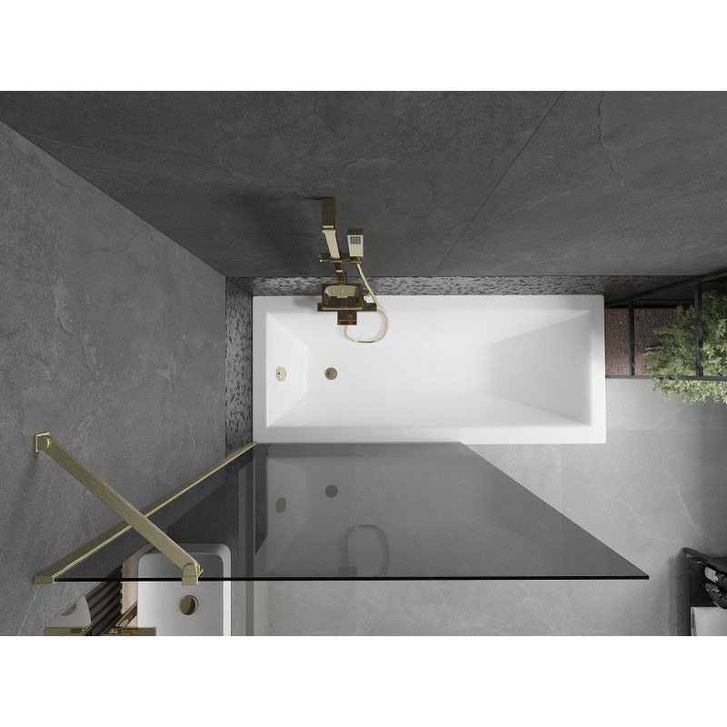 Mexen Next vienos dalies vonios pertvara 100 x 150 cm, grafitas, auksinis šlifuotas - 895-100-000-00-40-55