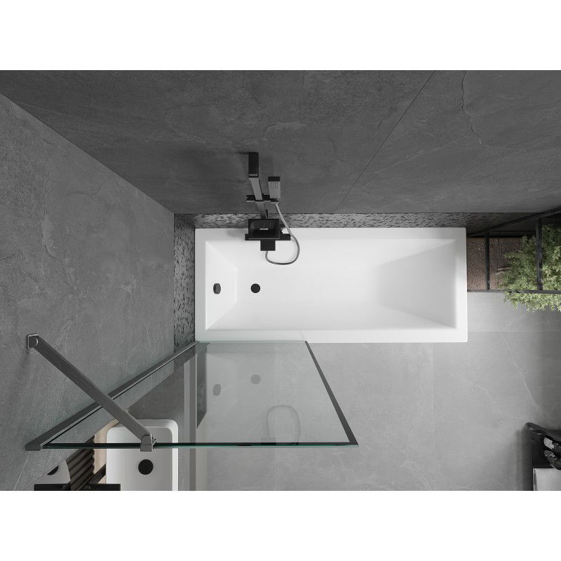 Mexen Next vonios pertvara, 1 durų, 70 x 150 cm, juodas rėmas, šlifuoto ginklų pilka - 895-070-000-00-70-66