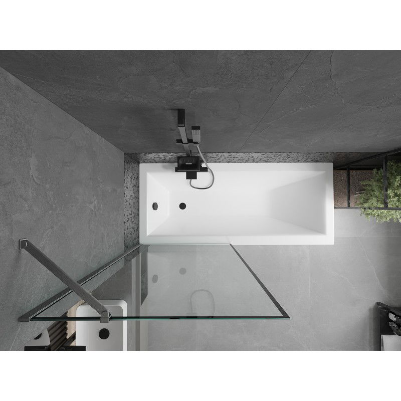 Mexen Next vonios pertvara 1-durų 80 x 150 cm, juodas rėmas, gun gray šlifuotas - 895-080-000-00-70-66