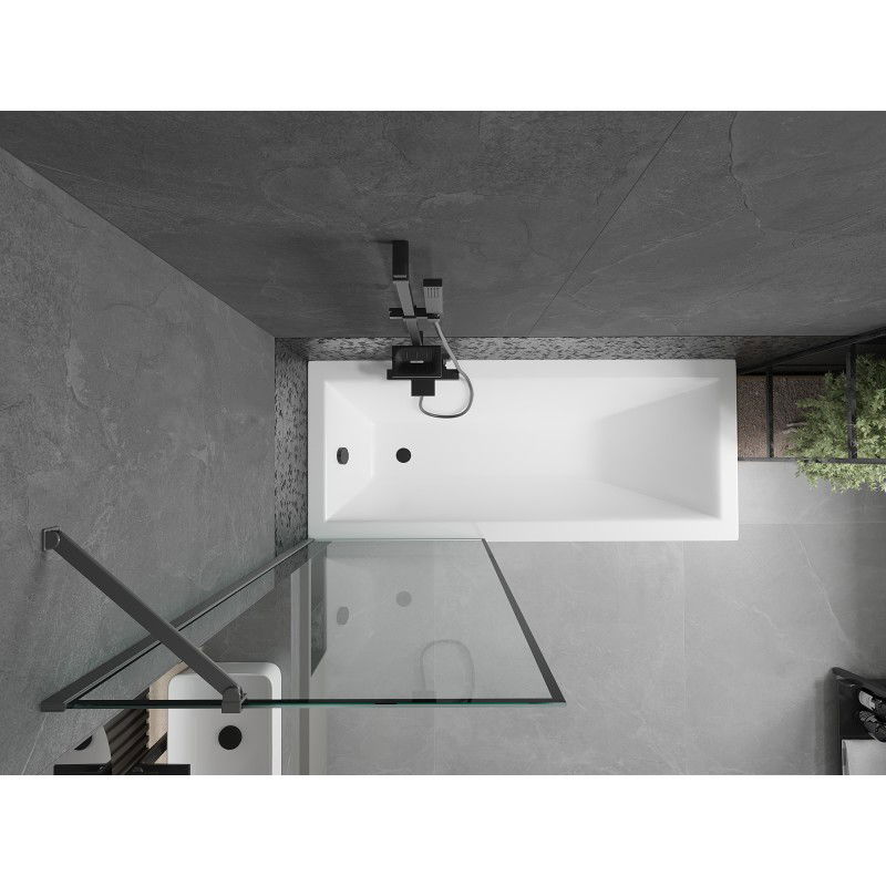 Mexen Next vonios užuolaida vieno sparno 70 x 150 cm, juodas rėmas, gun metal - 895-070-000-00-70-95