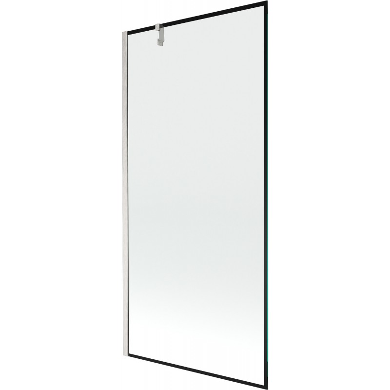 Mexen Next vonios ekranas 1-durys 90 x 150 cm, juodas rėmelis, šveistas nikelis - 895-090-000-00-70-97