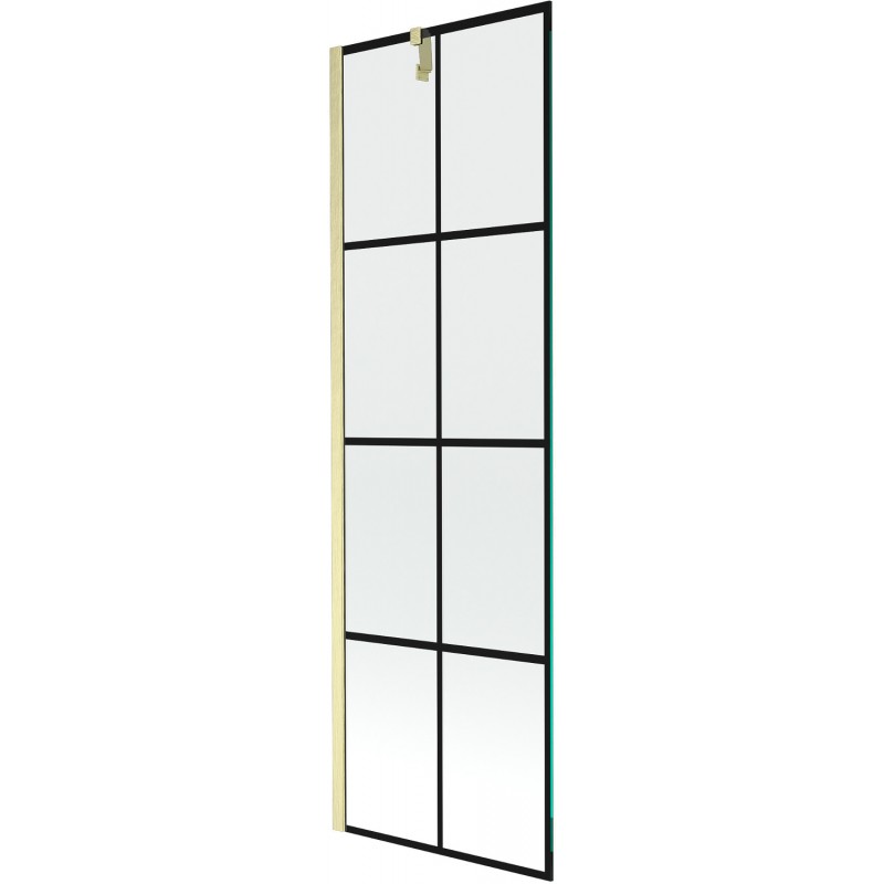 Mexen Next vonios ekranas 1-sklidinis 60 x 150 cm, juodas raštas, auksinė šlifuota - 895-060-000-00-77-55
