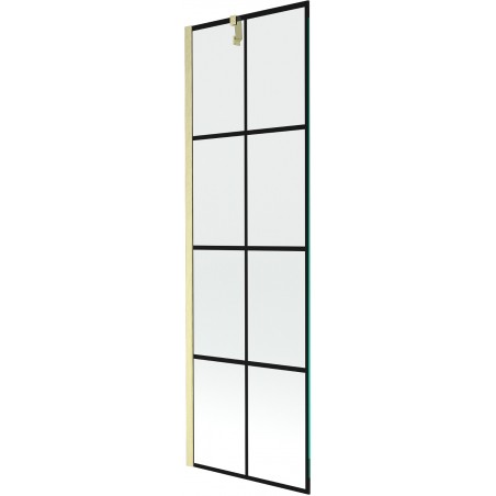Mexen Next vonios ekranas 1-sklidinis 60 x 150 cm, juodas raštas, auksinė šlifuota - 895-060-000-00-77-55