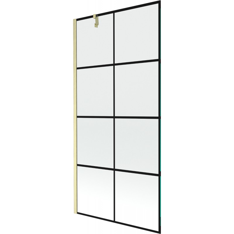 Mexen Next vienos dalies vonios ekranas 90 x 150 cm, juodas tinklelis, auksinis šlifuotas - 895-090-000-00-77-55