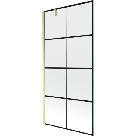 Mexen Next vienos dalies vonios ekranas 90 x 150 cm, juodas tinklelis, auksinis šlifuotas - 895-090-000-00-77-55