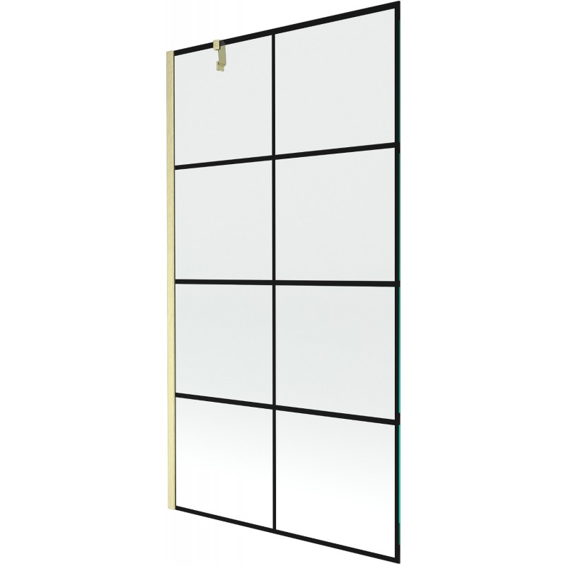 Mexen Next vonios ekranas 1-durų 100 x 150 cm, juodas raštas, auksinis šlifuotas - 895-100-000-00-77-55