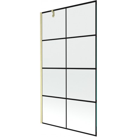 Mexen Next vonios ekranas 1-durų 100 x 150 cm, juodas raštas, auksinis šlifuotas - 895-100-000-00-77-55