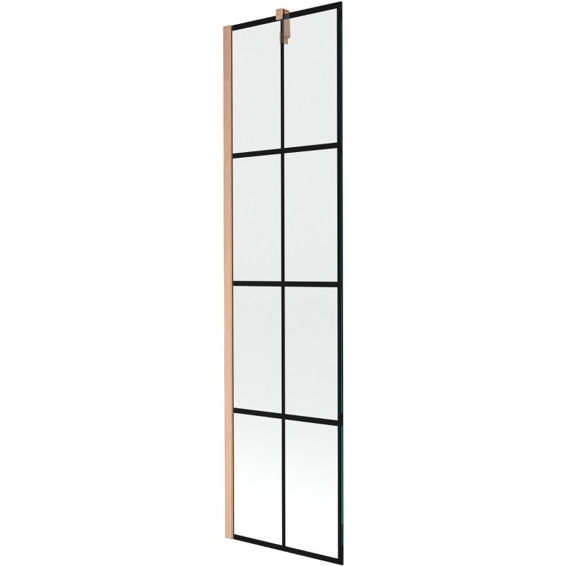 Mexen Next vonios ekranas, vieno lapo, 50 x 150 cm, juodas raštas, šepečiu nupoliruotas varis - 895-050-000-00-77-65