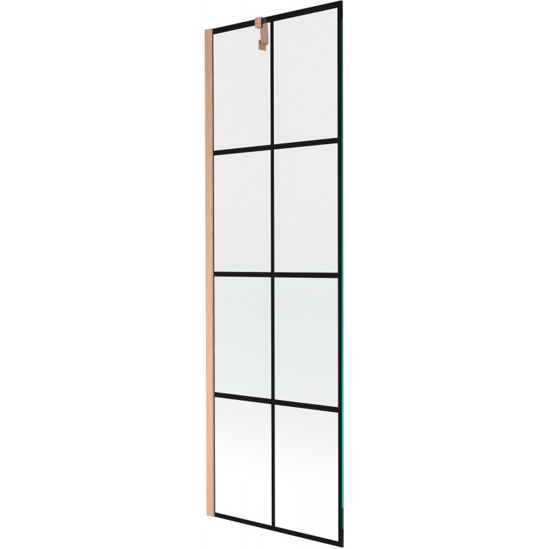 Mexen Next vonios dušo sienelė 1-sparnių 60 x 150 cm, juodas raštas, šlifuota varis - 895-060-000-00-77-65
