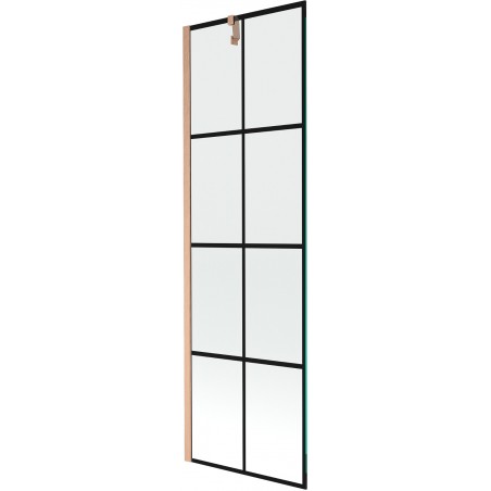 Mexen Next vonios dušo sienelė 1-sparnių 60 x 150 cm, juodas raštas, šlifuota varis - 895-060-000-00-77-65