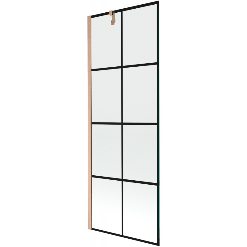 Mexen Next vonios pertvara, 1 sparnas, 70 x 150 cm, juodas raštas, šlifuotas varis - 895-070-000-00-77-65
