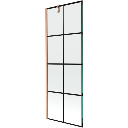 Mexen Next vonios pertvara, 1 sparnas, 70 x 150 cm, juodas raštas, šlifuotas varis - 895-070-000-00-77-65