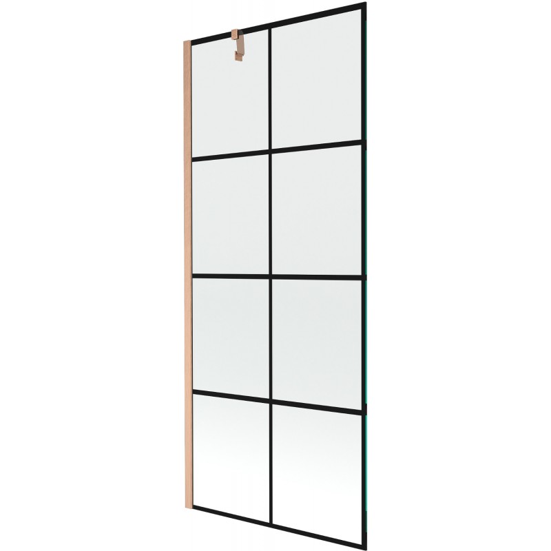 Mexen Next vonios užuolaida 1-sparnioji 80 x 150 cm, juodas raštas, šlifuotas varis - 895-080-000-00-77-65