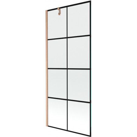 Mexen Next vonios užuolaida 1-sparnioji 80 x 150 cm, juodas raštas, šlifuotas varis - 895-080-000-00-77-65