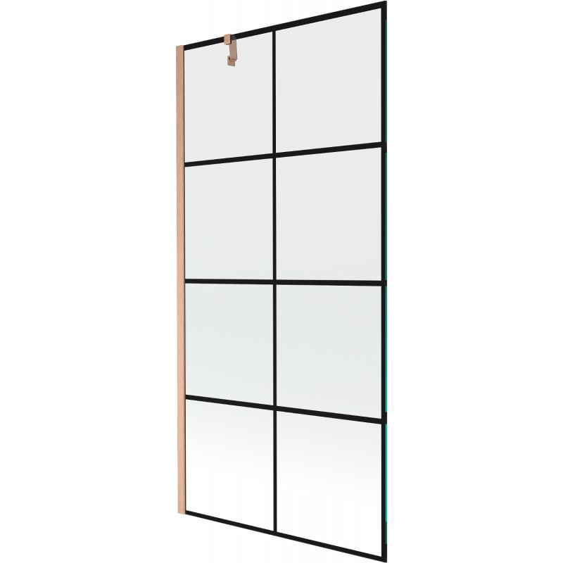 Mexen Next Vienos dalies vonios pertvara 90 x 150 cm, juodas tinklelis, šlifuotas varis - 895-090-000-00-77-65