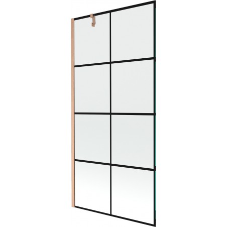 Mexen Next Vienos dalies vonios pertvara 90 x 150 cm, juodas tinklelis, šlifuotas varis - 895-090-000-00-77-65