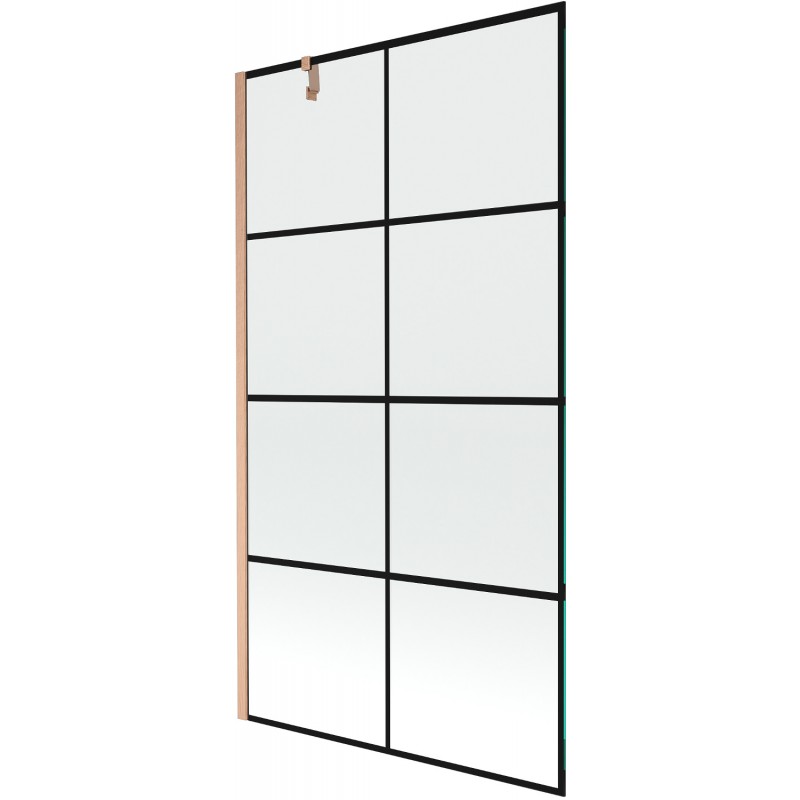 Mexen Next vonios pertvara 1-duris 100 x 150 cm, juodas raštas, šlifuota varis - 895-100-000-00-77-65