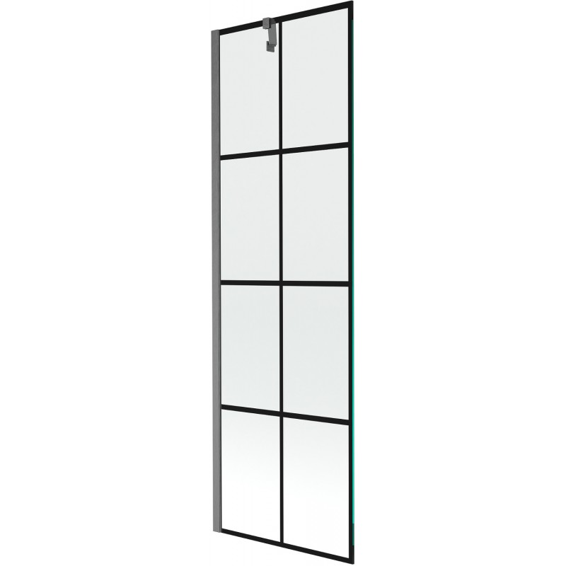 Mexen Next vonios ekranas 1-durų 60 x 150 cm, juodas raštas, ginklų pilka šlifuota - 895-060-000-00-77-66