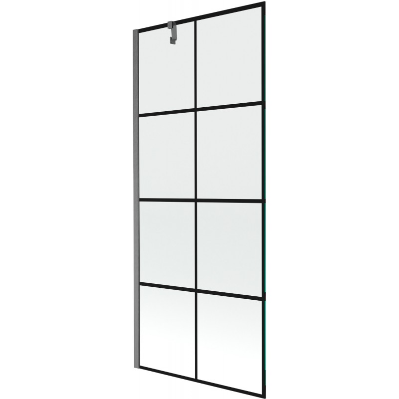 Mexen Next vonios ekrano 1-durų 80 x 150 cm, juodas raštas, gun gray šlifuotas - 895-080-000-00-77-66