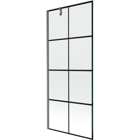 Mexen Next vonios ekrano 1-durų 80 x 150 cm, juodas raštas, gun gray šlifuotas - 895-080-000-00-77-66