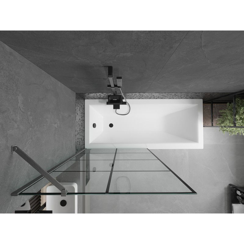 Mexen Next vonios pertvara 1-duris 90 x 150 cm, juodas tinklelis, šlifuotas pilkas - 895-090-000-00-77-66