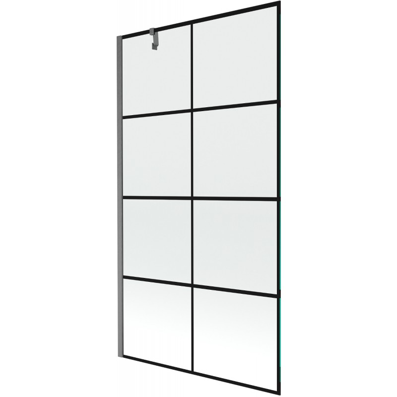 Mexen Next vienos varčios vonios ekranas 100 x 150 cm, juodi langeliai, gun gray šlifuotas - 895-100-000-00-77-66