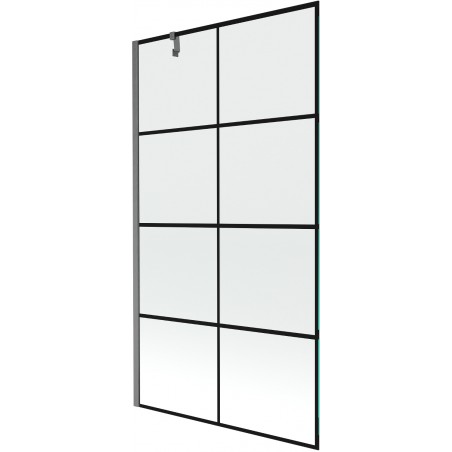 Mexen Next vienos varčios vonios ekranas 100 x 150 cm, juodi langeliai, gun gray šlifuotas - 895-100-000-00-77-66