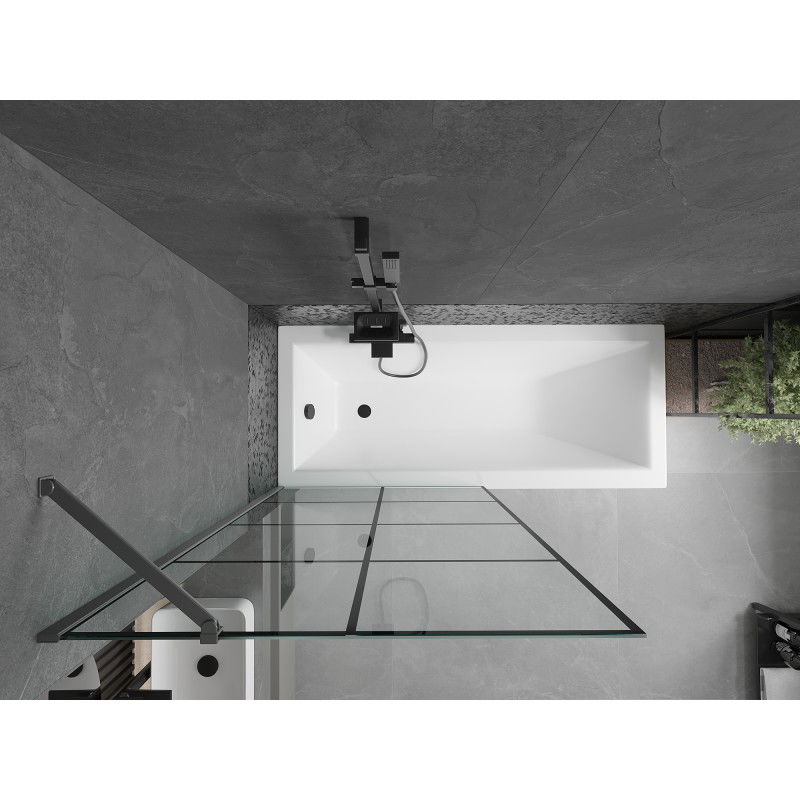 Mexen Next vienos durys vonios ekranas 90 x 150 cm, juodas tinklelis, gun metal - 895-090-000-00-77-95