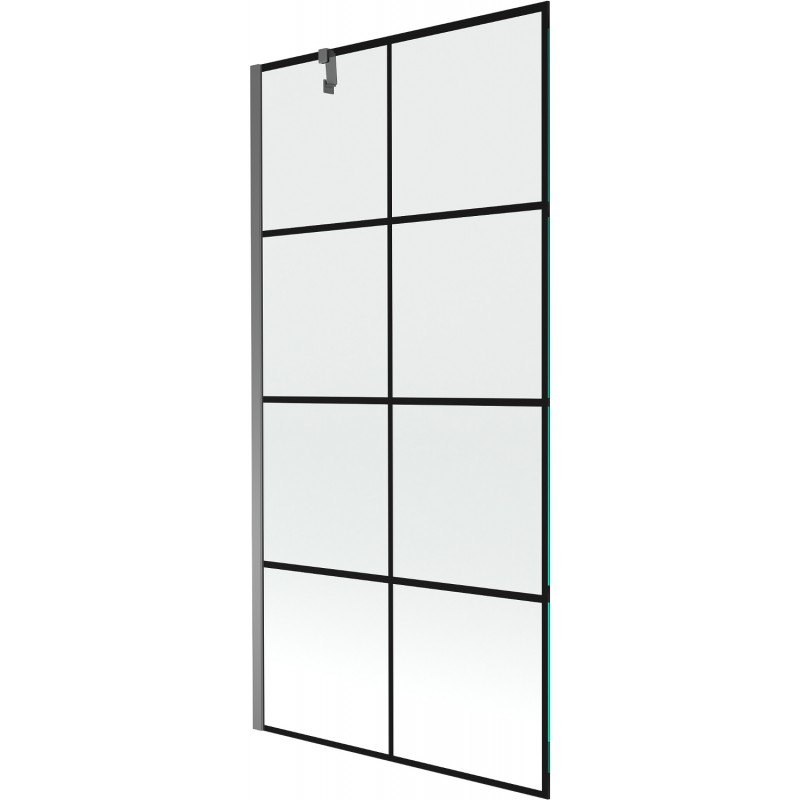 Mexen Next vienos durys vonios ekranas 90 x 150 cm, juodas tinklelis, gun metal - 895-090-000-00-77-95