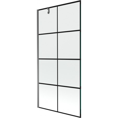 Mexen Next vienos durys vonios ekranas 90 x 150 cm, juodas tinklelis, gun metal - 895-090-000-00-77-95