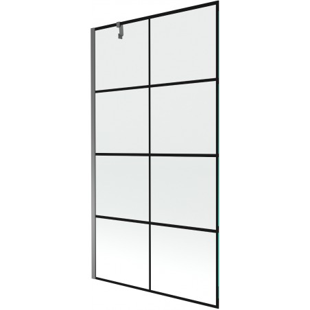 Mexen Next vonios ekrano 1-durų 100 x 150 cm, juodas tinklelis, gun metal - 895-100-000-00-77-95