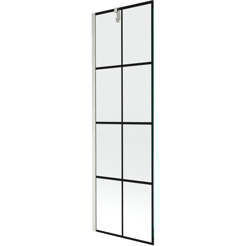 Mexen Next 1-durų vonios ekranas 60 x 150 cm, juodas tinklelis, šlifuotas nikelis - 895-060-000-00-77-97