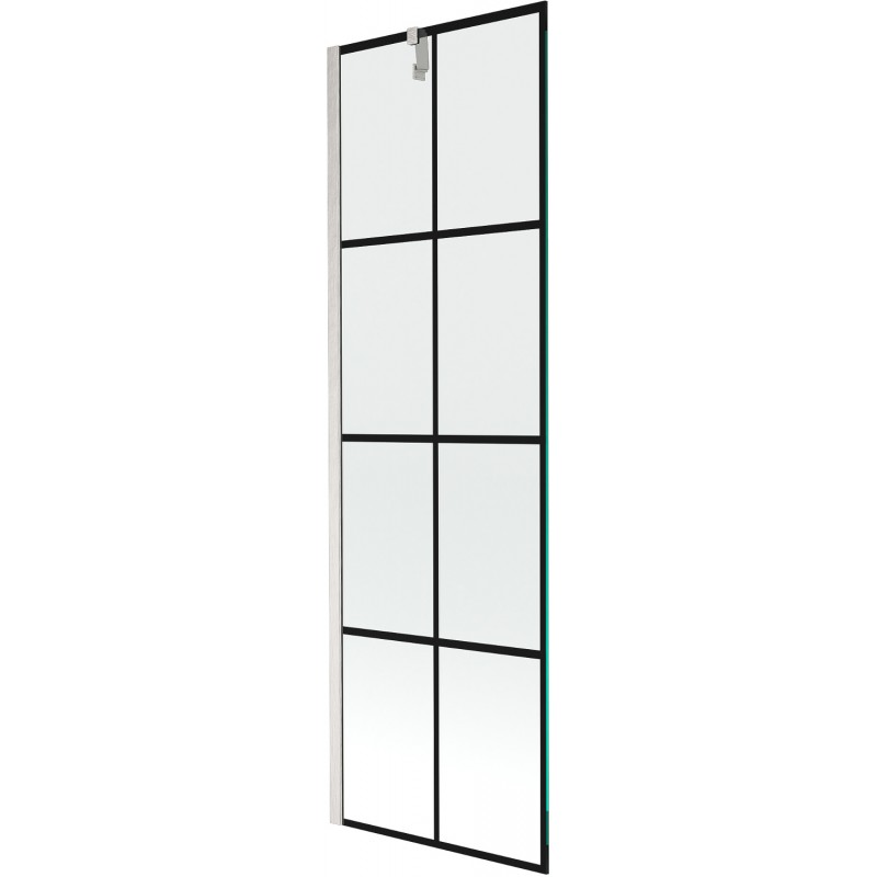 Mexen Next vonios ekranas, 1 varčios, 60 x 150 cm, juodas tinklelis, šlifuotas nikelis - 895-060-000-00-77-97