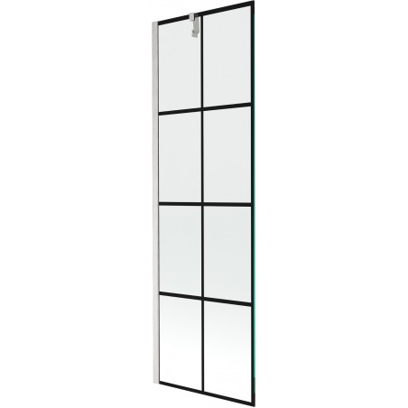 Mexen Next vonios ekranas, 1 varčios, 60 x 150 cm, juodas tinklelis, šlifuotas nikelis - 895-060-000-00-77-97