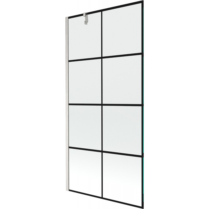 Mexen Next vonios sienelė 1-durų 90 x 150 cm, juodas tinklelis, šlifuotas nikelis - 895-090-000-00-77-97