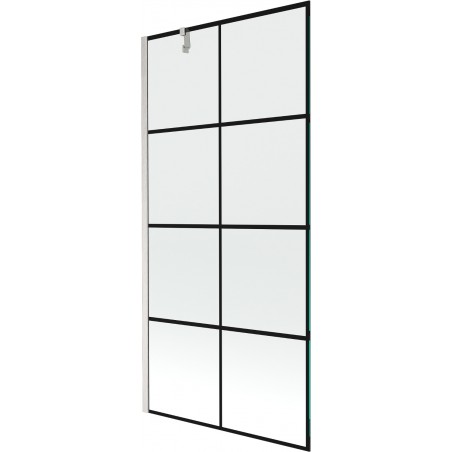 Mexen Next vonios ekranas 1-durų 90 x 150 cm, juodas raštas, šlifuotas nikelis - 895-090-000-00-77-97