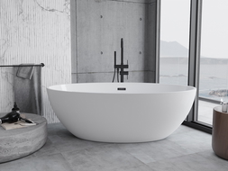 Mexen Nike laisvai stovinti vonia 175 x 100 cm, balta, juodas pertekėjimas - 54071751000-70