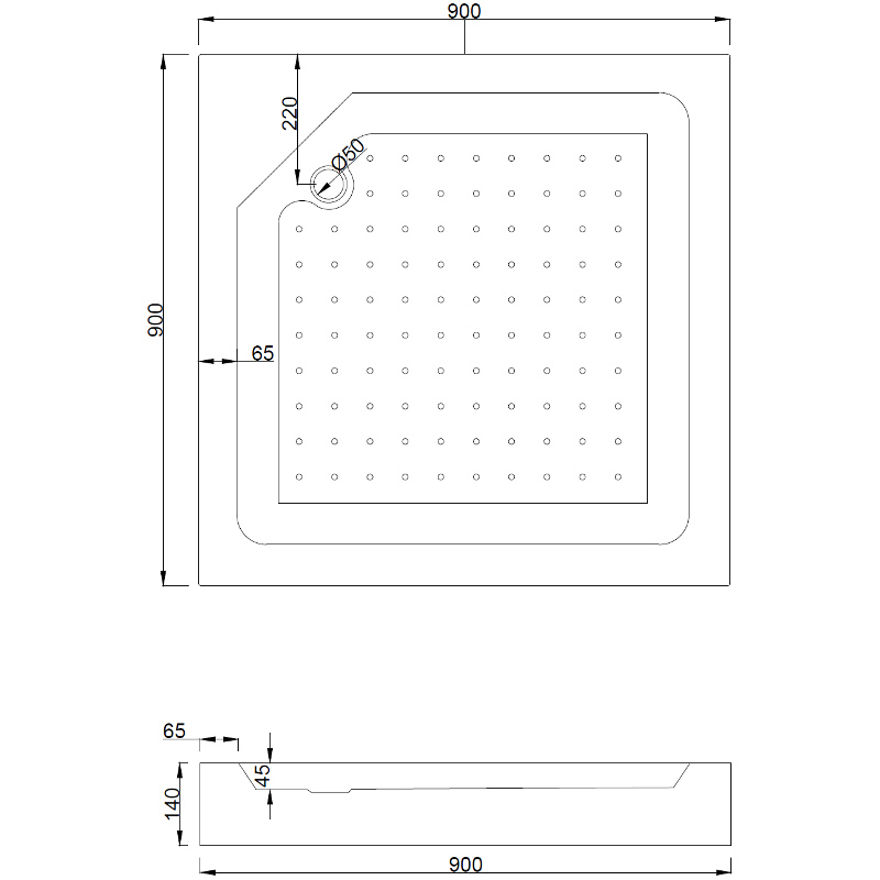Mexen Rio kvadratinis dušo padėklas 90 x 90 cm, baltas - 45109090