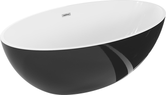 Mexen Nike laisvai pastatoma vonia 175 x 100 cm, balta/juoda, chromuota perpildymo anga - 54071751075-01