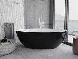 Mexen Nike laisvai stovinti vonia 175 x 100 cm, balta/juoda, balta perpildymo anga - 54071751075-20