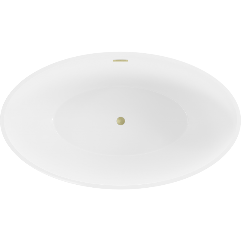 Mexen Nike laisvai pastatoma vonia 175 x 100 cm, balta/juoda, aukso šlifuotas perpylimas - 54071751075-55