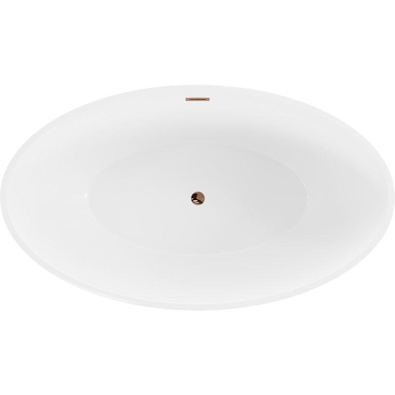 Mexen Nike laisvai pastatoma vonia 175 x 100 cm, balta/juoda, išbėgimas rožinis auksas - 54071751075-60