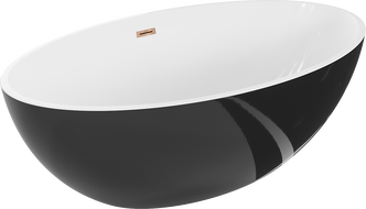 Mexen Nike laisvai pastatoma vonia 175 x 100 cm, balta/juoda, išbėgimas rožinis auksas - 54071751075-60