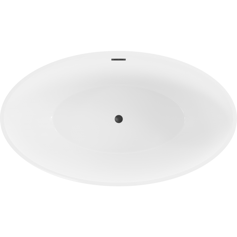 Mexen Nike laisvai pastatoma vonia 175 x 100 cm, balta/juoda, juodas persipylimo - 54071751075-70