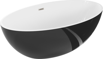 Mexen Nike laisvai stovinti vonia 175 x 100 cm, balta/juoda, šepetėliu nikelis - 54071751075-97